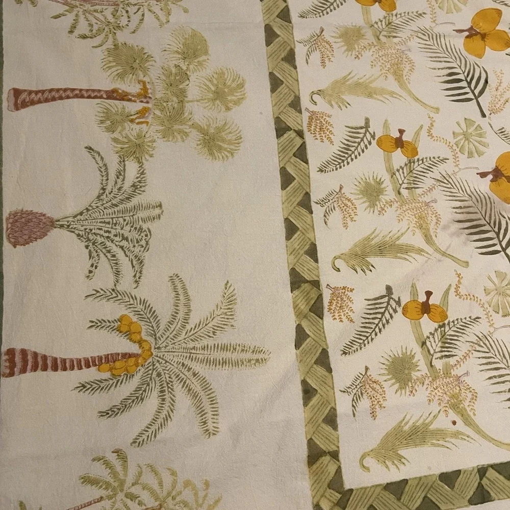 Couleur Nature France Cotton Tablecloth Tropical Palm Tree Coconuts 71x71